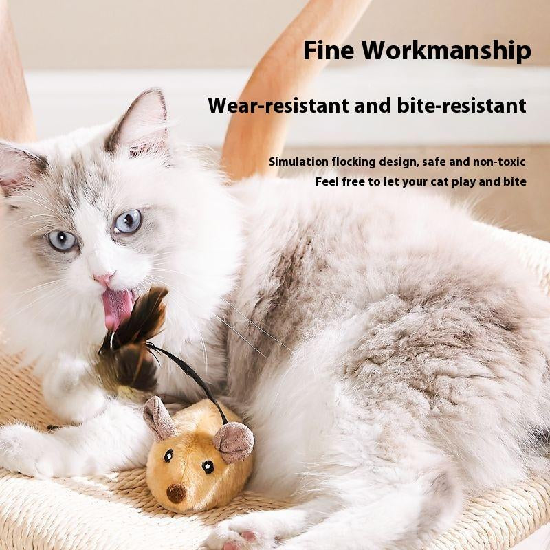 Automatic Smart Cat Teaser: Self-Moving Feather Toy for Cats with Random Escape Action​ Catoys Adjustable Cat Grooming Headcover Striped USB Charged Cat Ball Toy USB Rechargeable Geometric Cat Toy