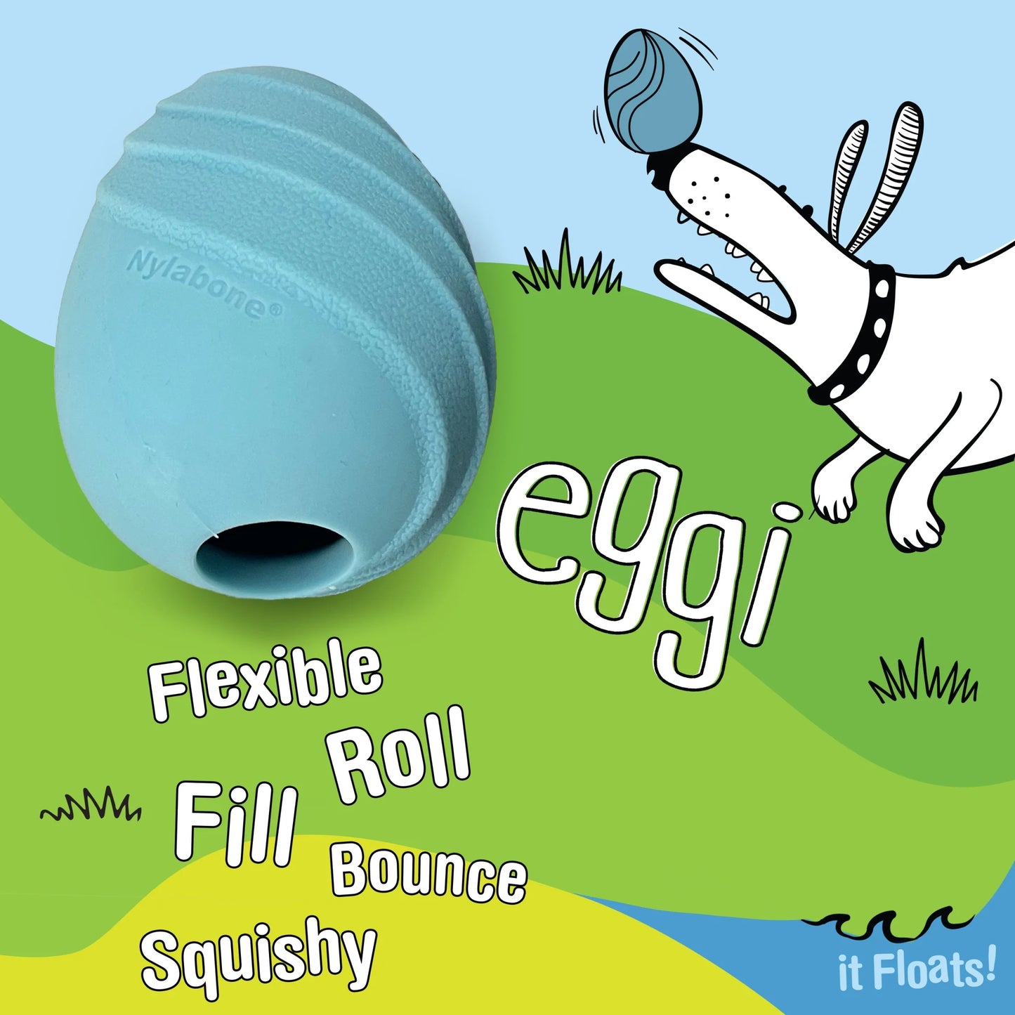 Eggi Interactive Dog Toy, Lightweight Bouncy Treat Toy, Creative Play & Exercise
