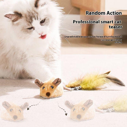 Automatic Smart Cat Teaser: Self-Moving Feather Toy for Cats with Random Escape Action​ Catoys Adjustable Cat Grooming Headcover Striped USB Charged Cat Ball Toy USB Rechargeable Geometric Cat Toy