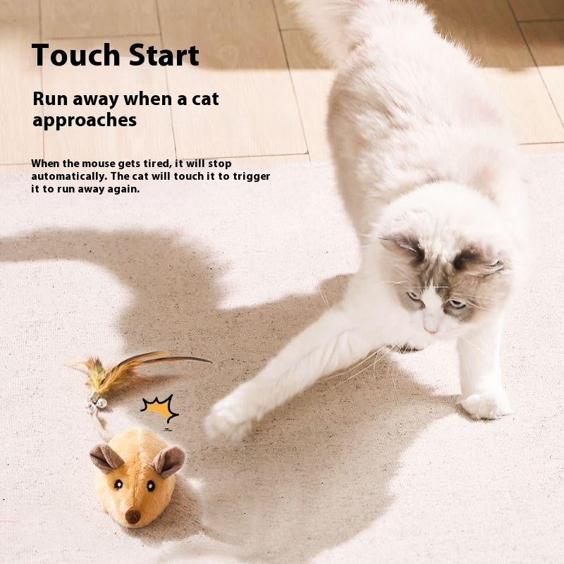 Automatic Smart Cat Teaser: Self-Moving Feather Toy for Cats with Random Escape Action​ Catoys Adjustable Cat Grooming Headcover Striped USB Charged Cat Ball Toy USB Rechargeable Geometric Cat Toy